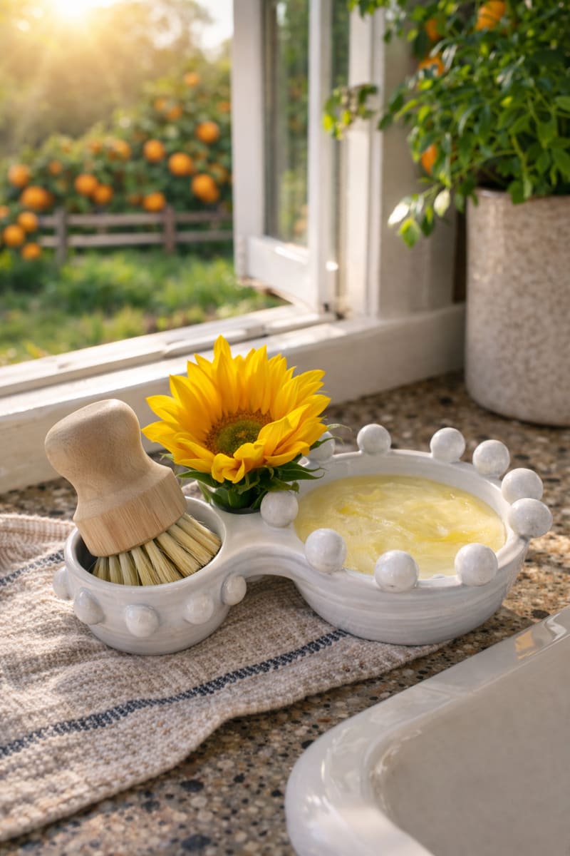 Orange Peel Dish Soap Brush Included ( Flower not included )